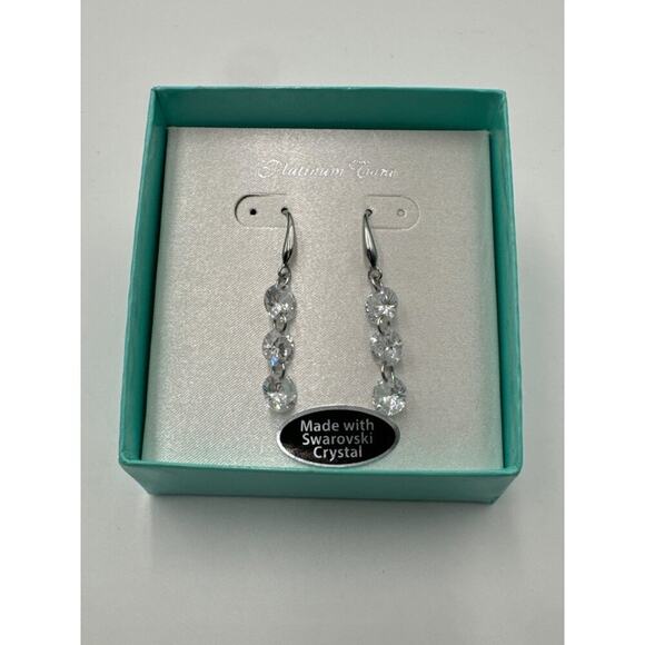 Swarovski Earrings Crystal Platinum Tone Drop Earrings New in Gift Box - Picture 1 of 5